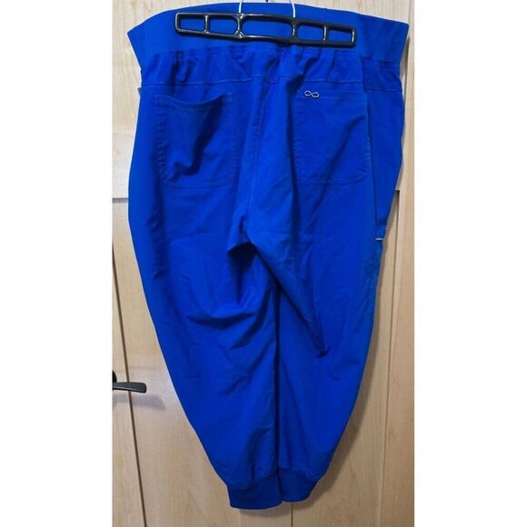 Set of 3 Royal Blue Cargo Scrub Pants With Zipper Pockets Ribbed Waistband Women - Picture 6 of 11